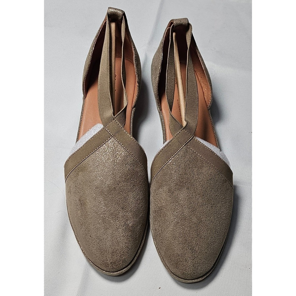 Gentle Souls Natalia Ballet Flats Taupe Metallic Suede Wedge Women's 11 M NEW